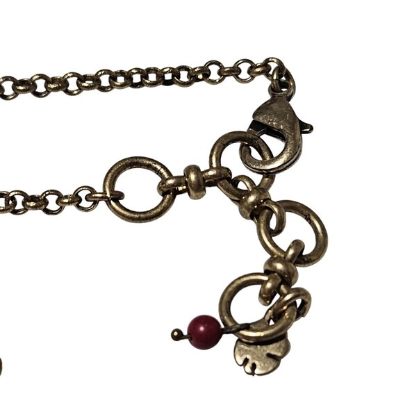 Elegant Antique Style Necklace Earring Set Red Stone Leaf Design Fashion Jewelry - Picture 5 of 8